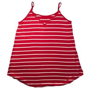 Tank Top Womens XL Striped Red & White Light Weight Flowy Rayon/Spandex  New